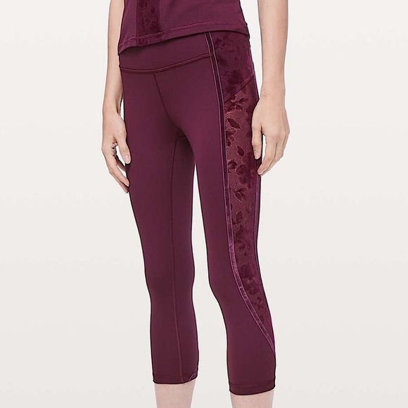 Lululemon Wunder Under Crop High-Rise *Flocked Dark Adobe Scatter Floral - Picture 1 of 10